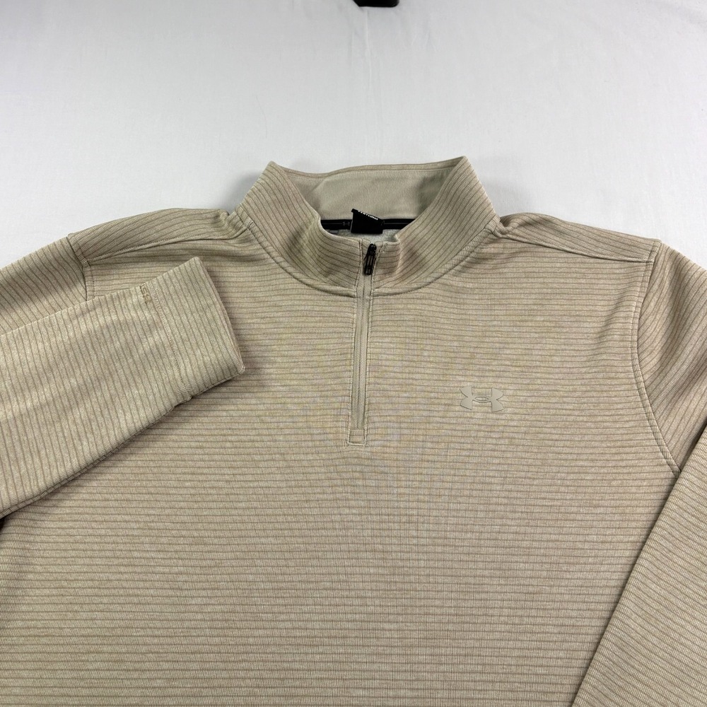 Under Armour Sweatshirt Mens 3XLT Tall Beige 1/4 Zip Pullover Storm Fit Golf